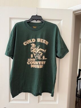 Seager Tee Cold Beer and Country Music Graphic Tee - Dark Green